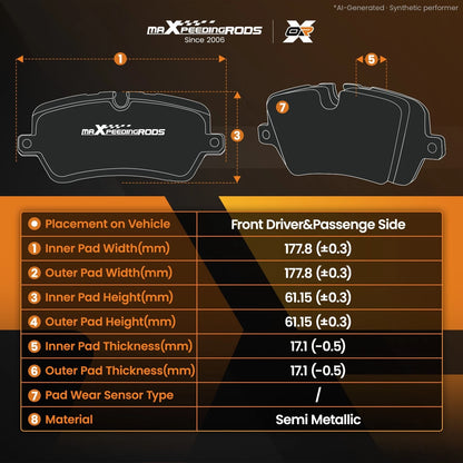 Front Brake Pads Kit for Dodge Dakota/Durango/Ram 1500 (2005–2010)