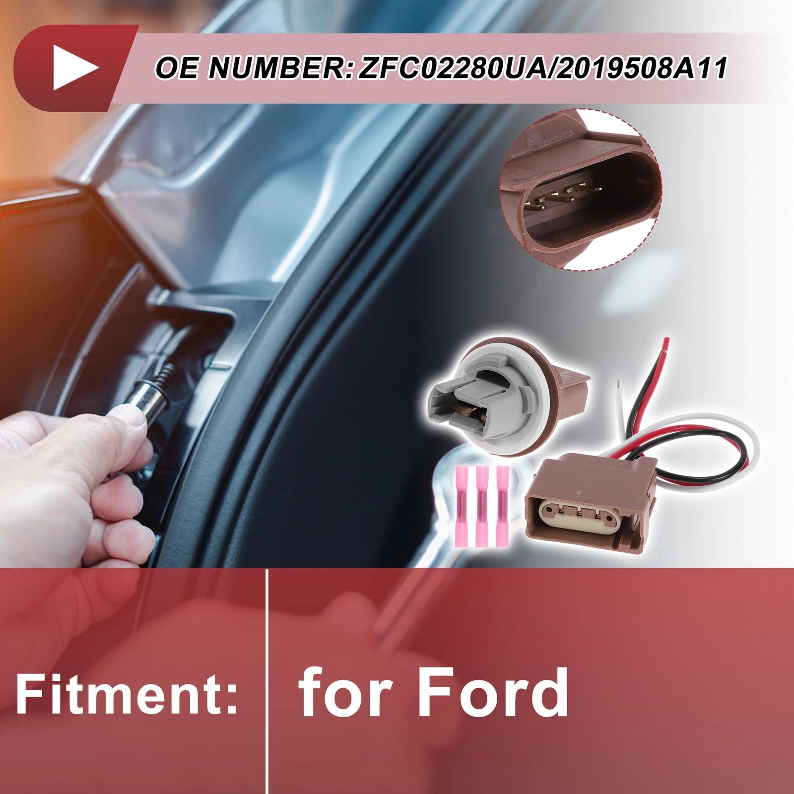 Front Turn Signal Light Socket Wiring for Ford (No.ZFC02280UA)