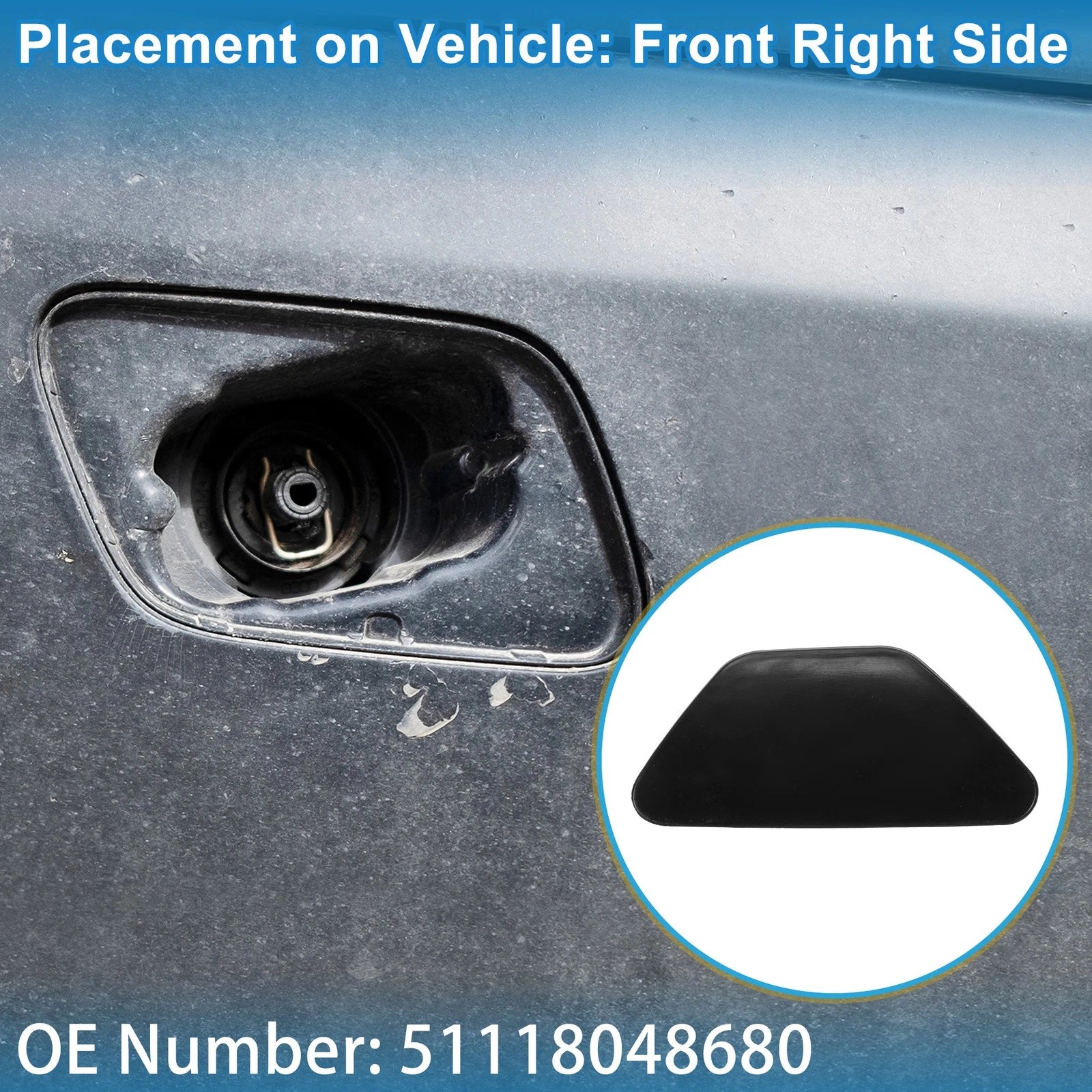 Front Right Washer Nozzle Cover Cap Replacement for BMW 528i (2011–2016)