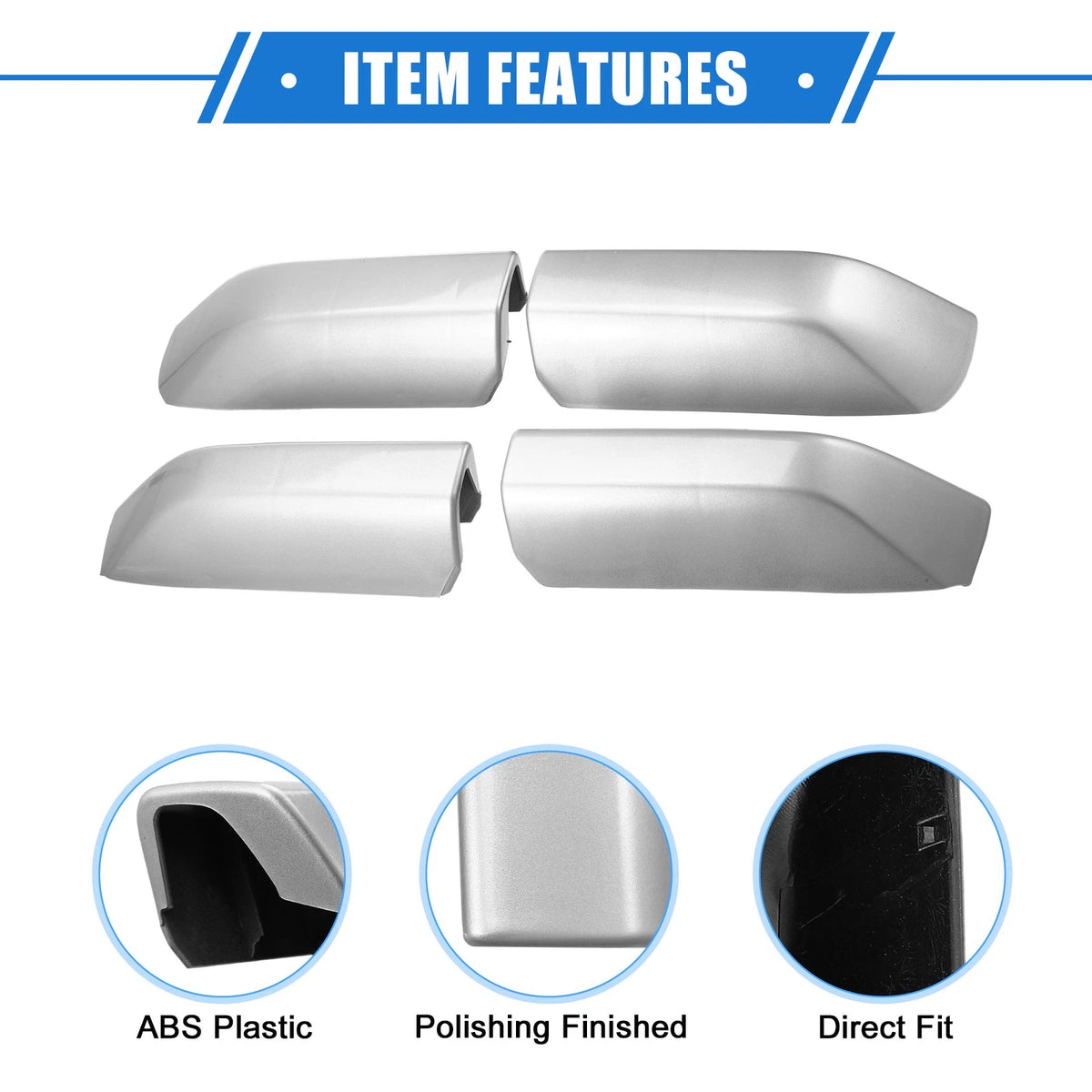 Set of 4 Roof Rack Side Rails End Covers for Toyota 4Runner (2010–2022) Silver