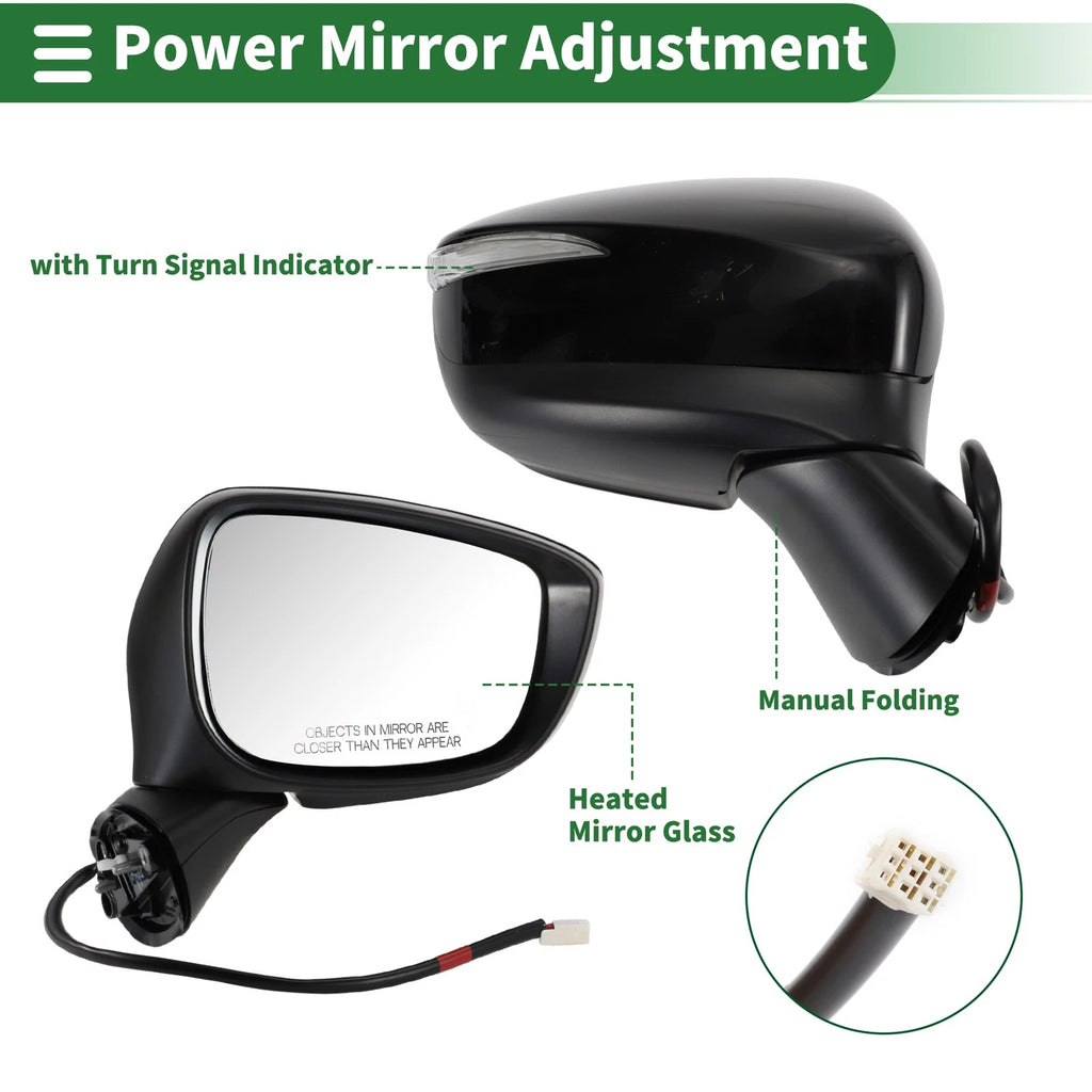 Right Side Door Mirror Replacement for Mazda CX-5 (2015–2016) Manual Fold Black