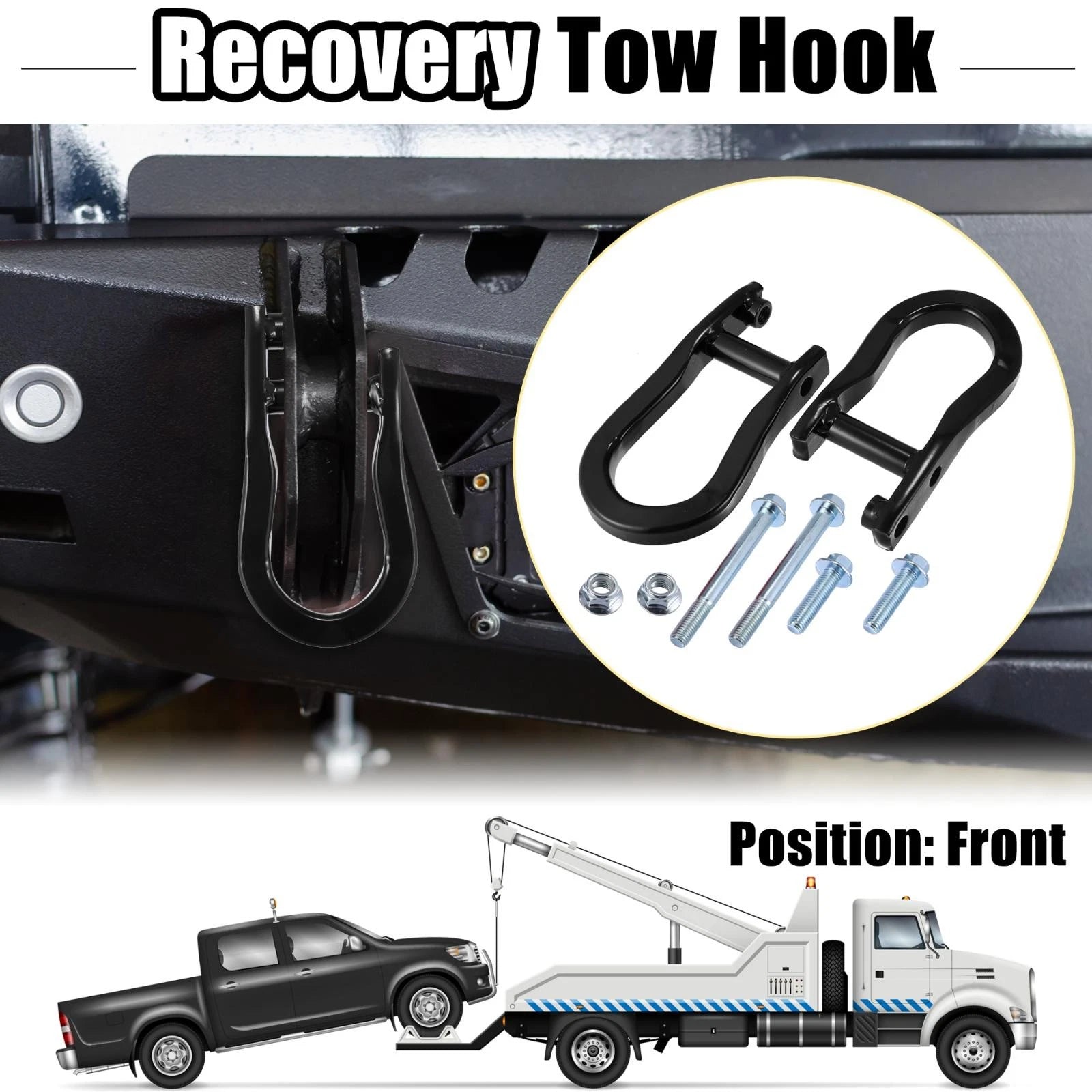 Front Recovery Tow Hook Kit for Chevy Silverado 1500 for GMC (2019–2024)