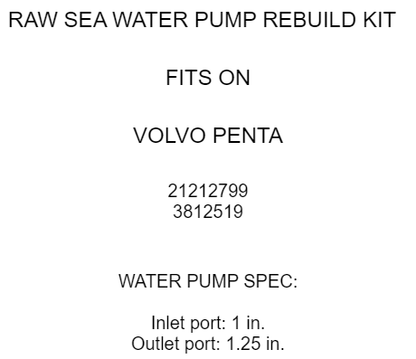 Water Pump Kit Replacement for Volvo Penta 5.0 GXi GXi-GF OSi GF (2014–2014)