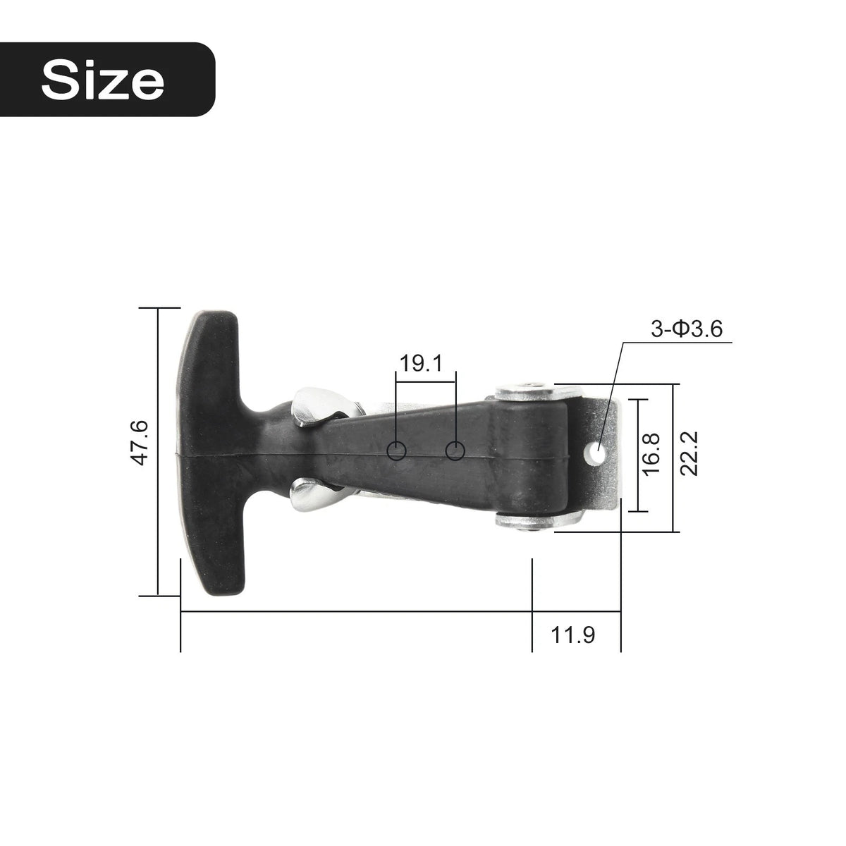 Stainless Steel Rubber Hood Catch for Flexible T Handle (4-7 Inch)