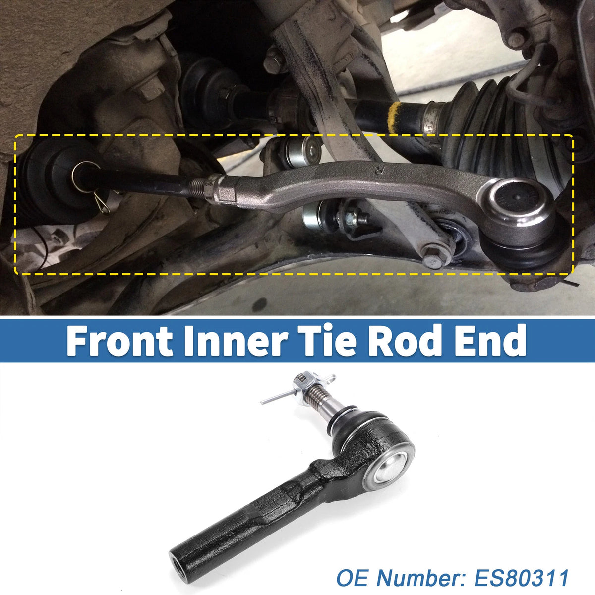 2pcs Front Outer Tie Rod End Links for GMC Savana 1500 (2003–2014) No. ES80311