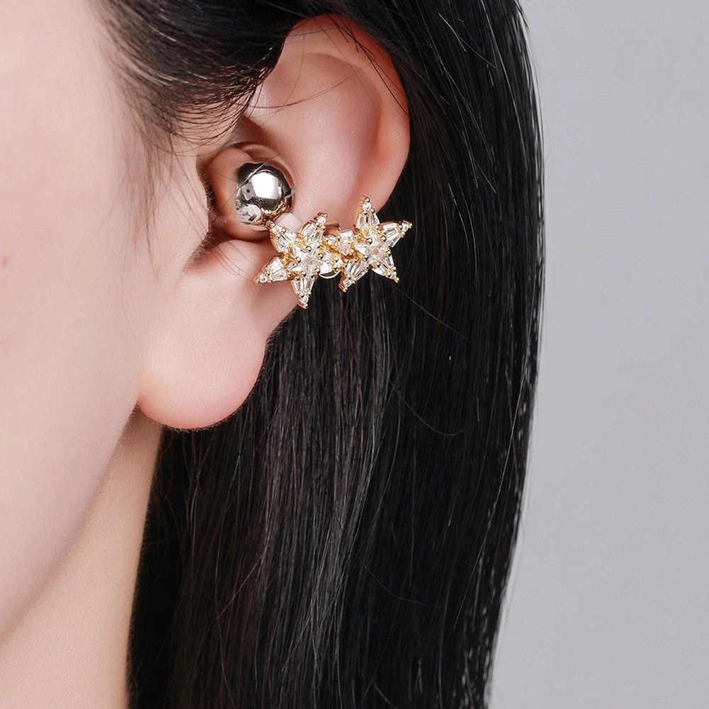 Zirconia Dual Ear Clip for Five Point Star Design (Women)