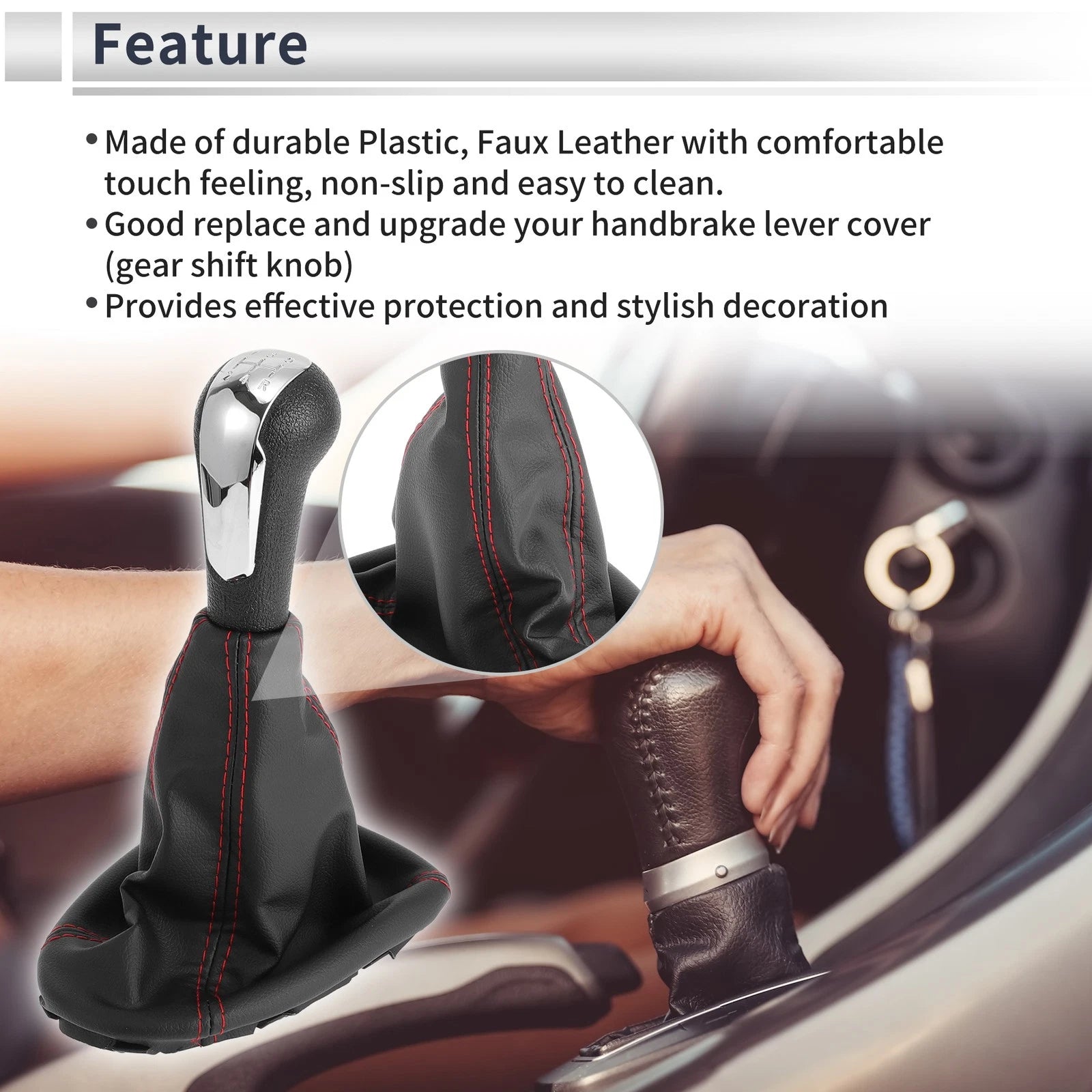 Gear Shift Knob with Cover Faux Leather for Chevrolet Spark (2011–2015)