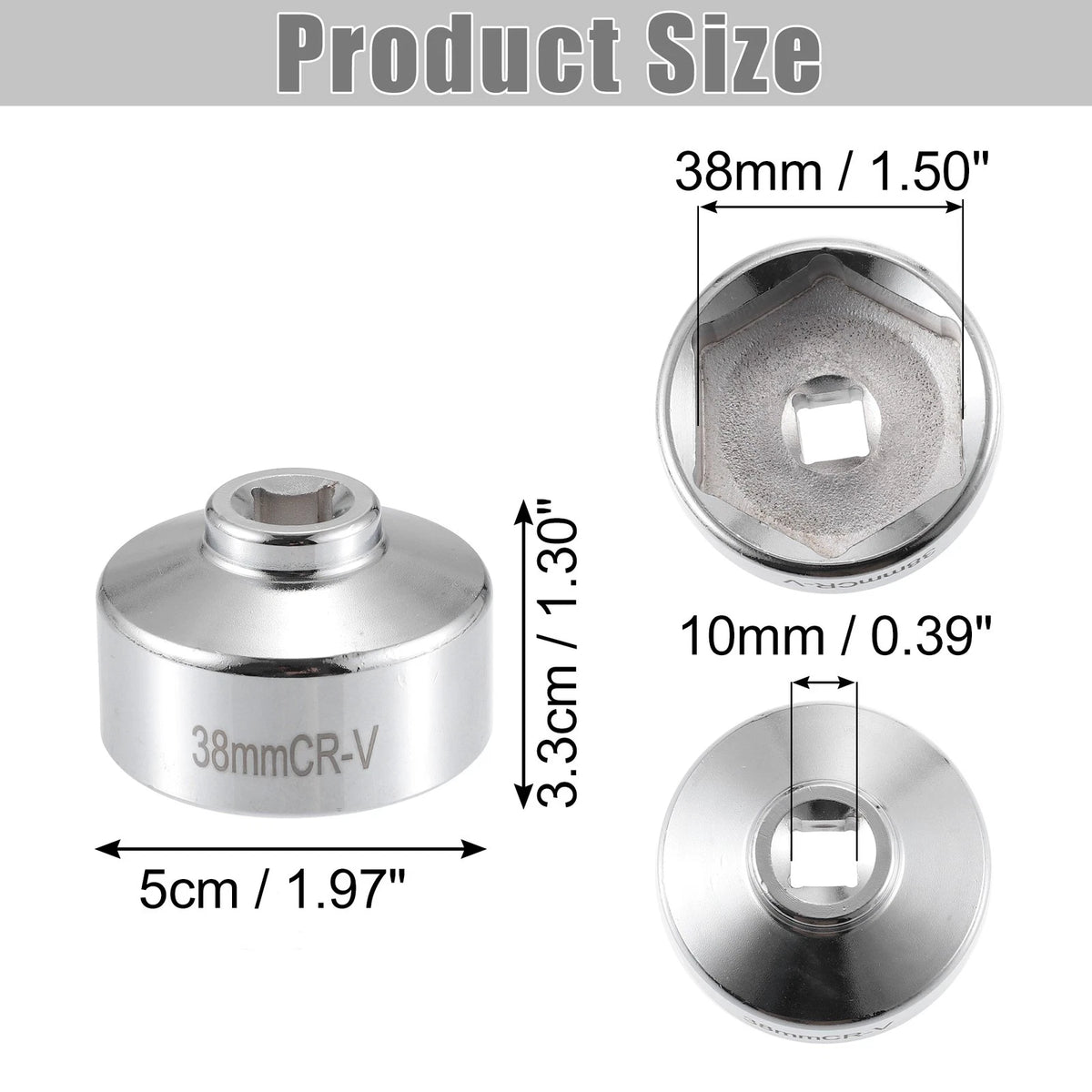 38mm Oil Filter Socket Wrench for Universal Vehicles (Fits Most Models)