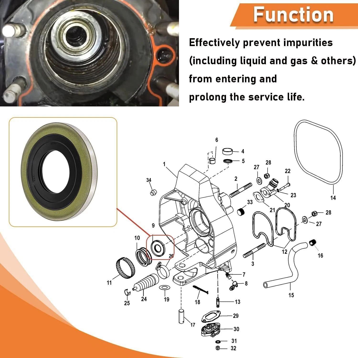 2Pcs Gimbal Bearing Seal Housing for Mercruiser Alpha 1 Gen 2 (1983–1996)
