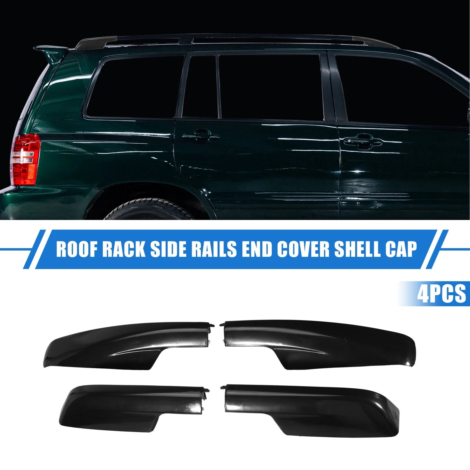 4PCS Roof Rack Side Rails End Covers Replacement for Toyota Highlander (2001–2007)