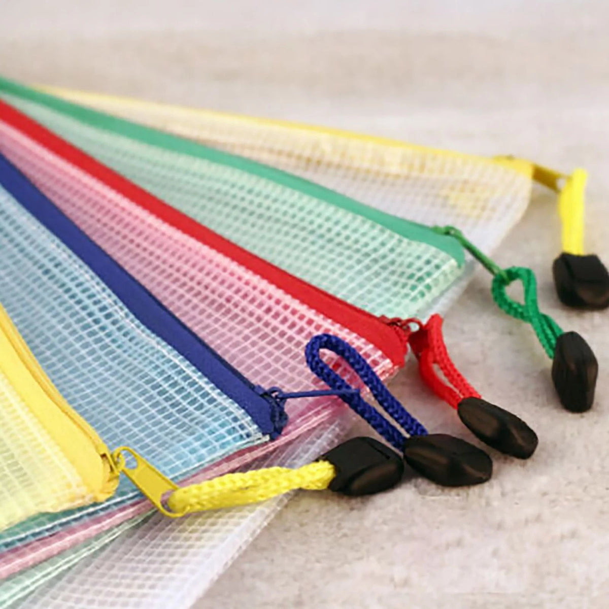 Set of 4 Plastic Zipper Bags for A4 Document Storage