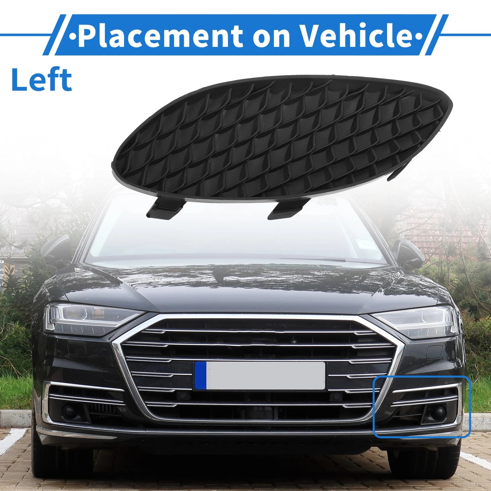 Car Front Left Fog Light Grill Replacement for Mercedes-Benz CLA250 (2014–2019)