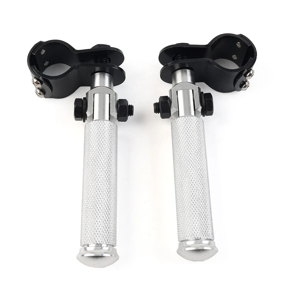 CNC Foot Pegs Footrest Folding for Universal Motorcycle (Silver, Pair)