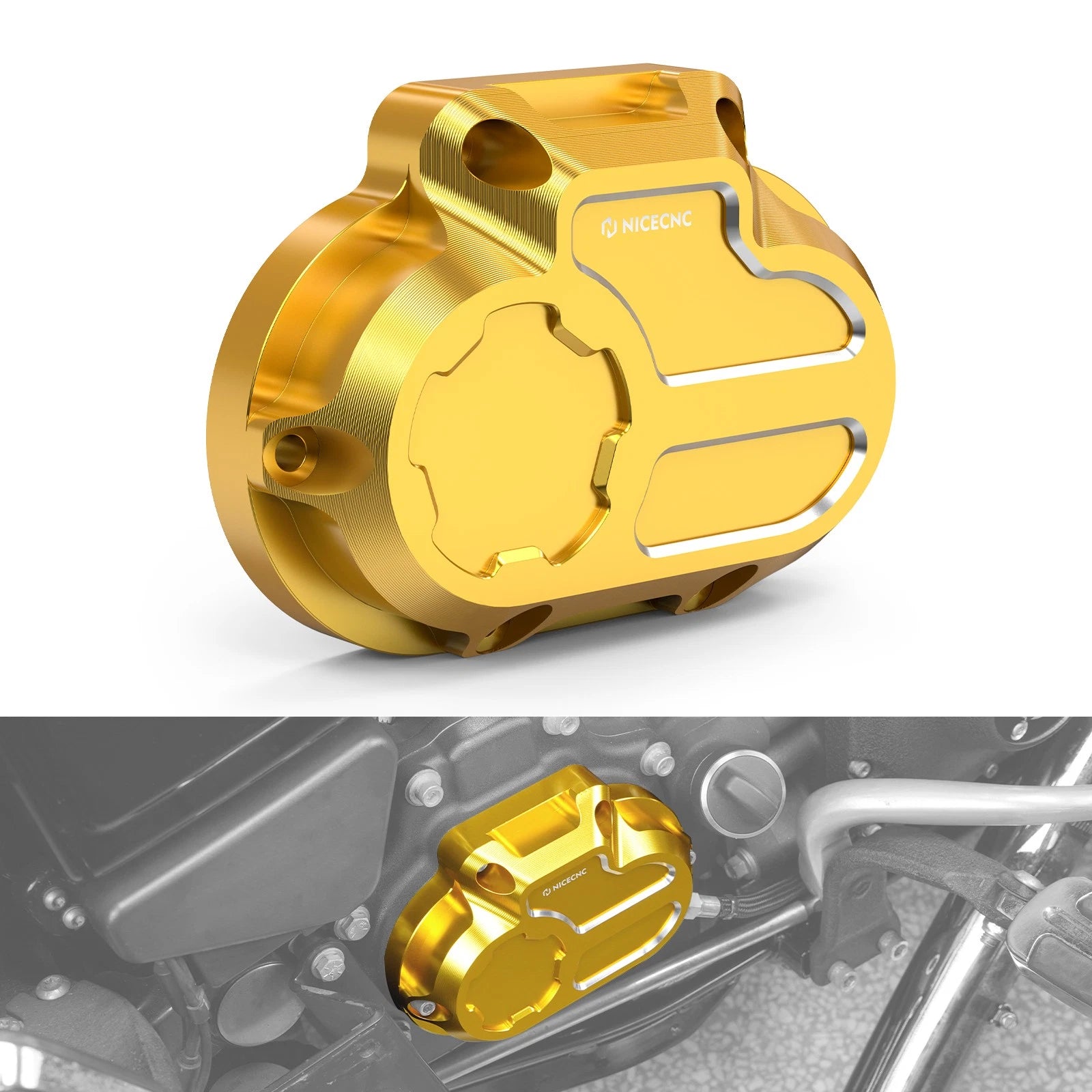 Gold Transmission Side Cover Cap for Harley Dyna Super Glide Custom (2006–2014)
