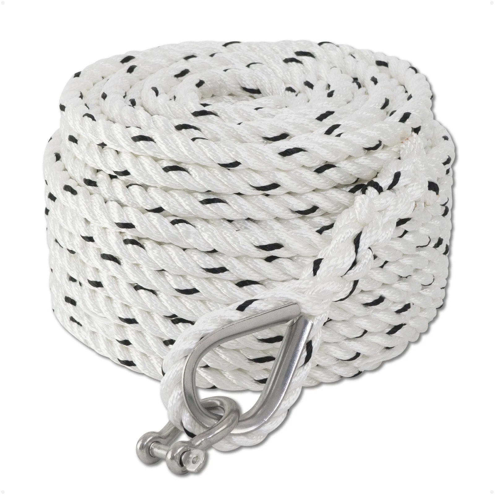5/8 inch Rope Line 3-Strand with Thimble & Shackle (100 ft)