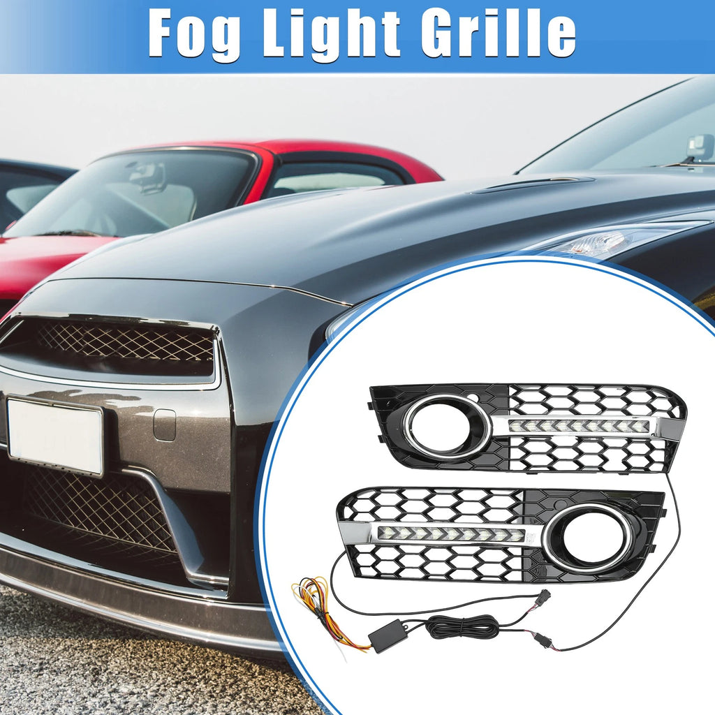 Front Bumper Fog Light Grille with LED Replacement for Audi A4 B8 (2009–2011)