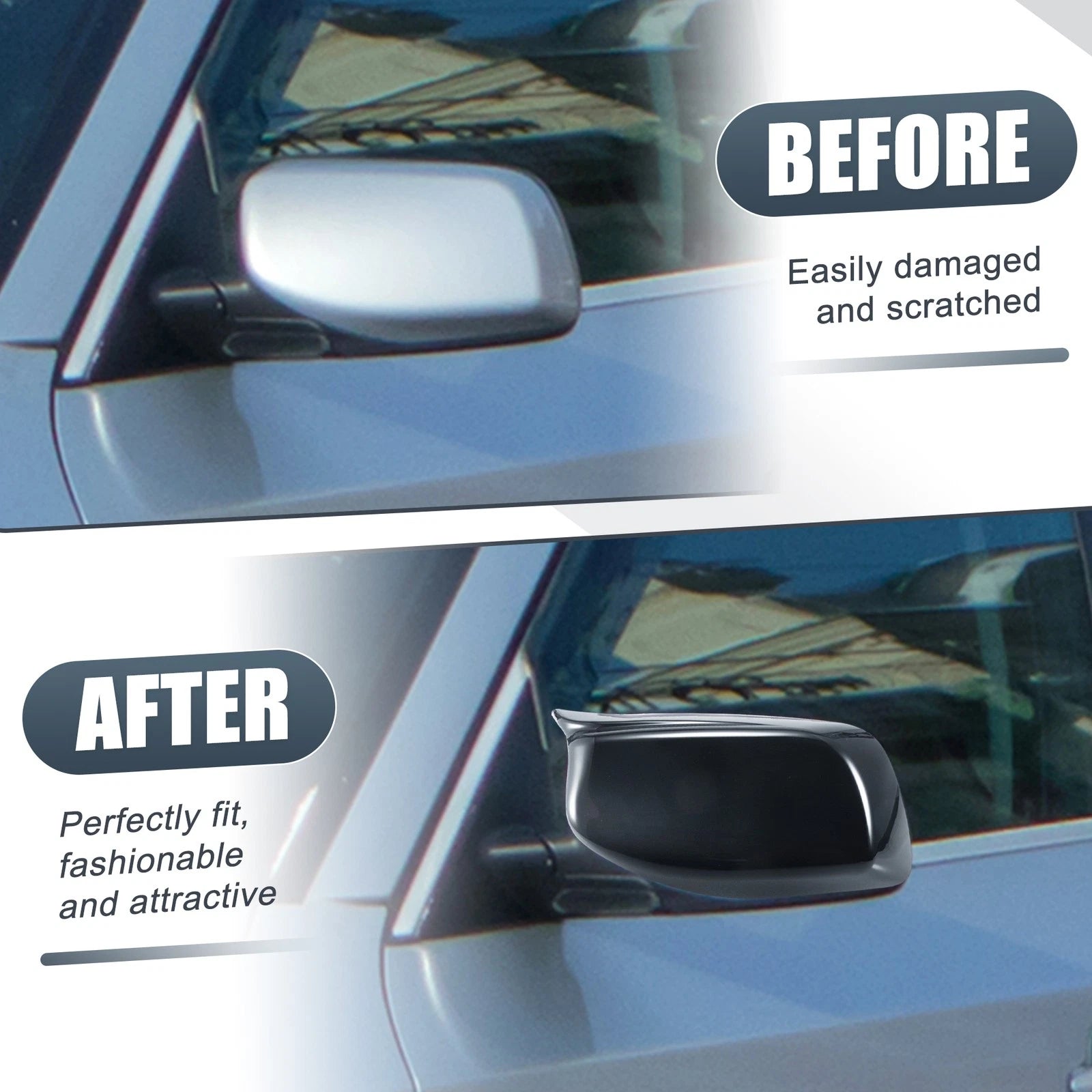 Rearview Mirror Cover Cap Gloss Black for BMW 5 Series E60 E61 (2004–2010)