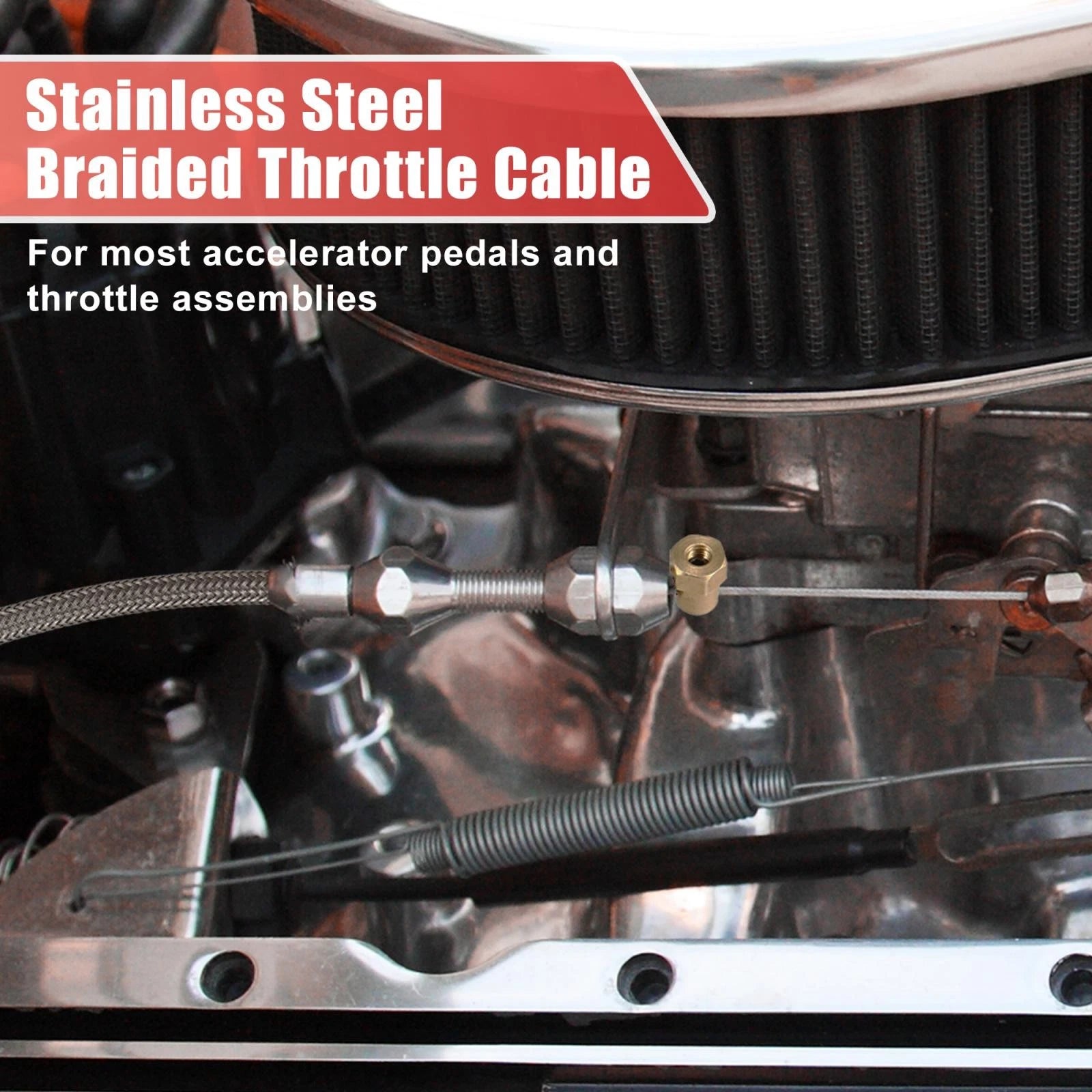 36 Inch Braided Throttle Cable Kit for Chevrolet LS Swap (1997–2007)