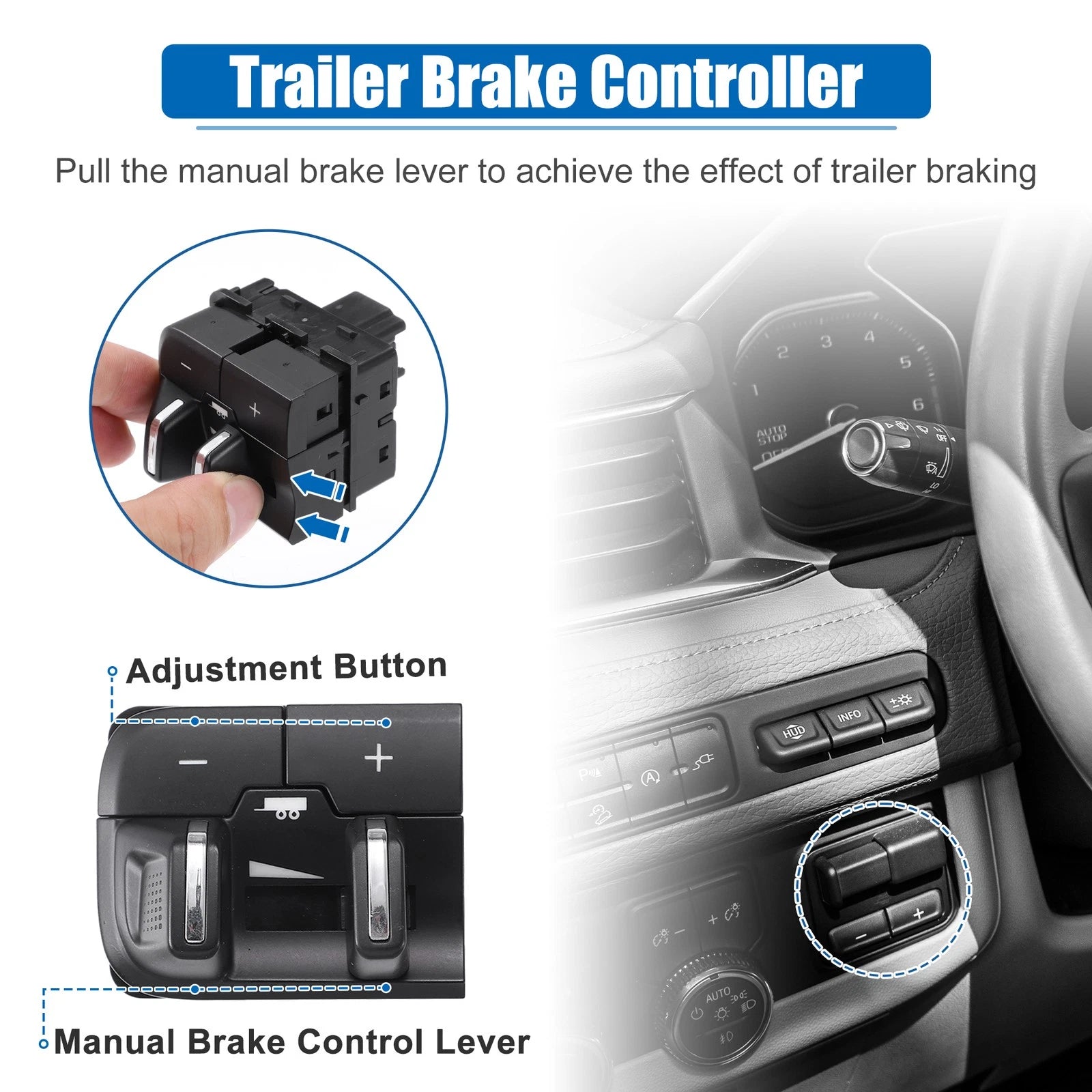 Trailer Brake Control Module Kit with Switch for Ram 1500 2500 (2016–2018)