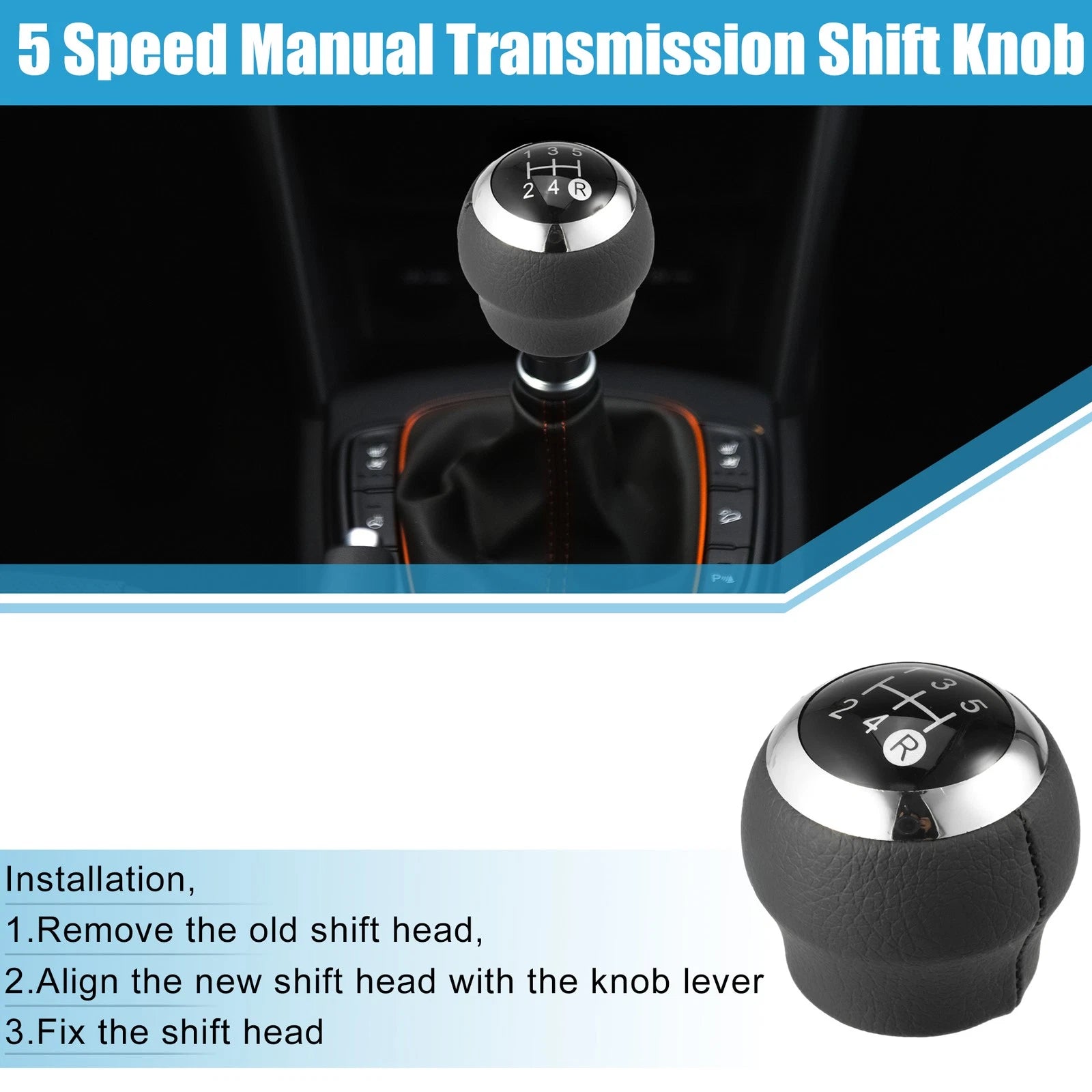 5 Speed Manual Shift Knob for Toyota Corolla Plastic Black (2002–2024)