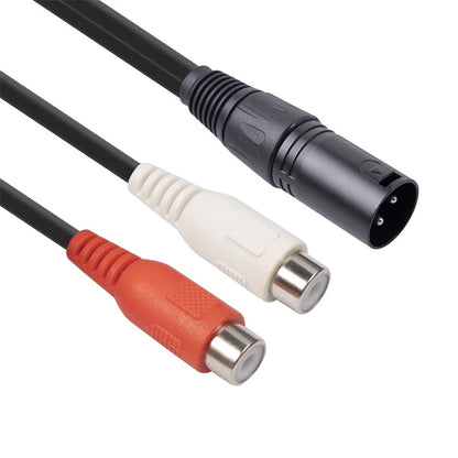 XLR Male to 2RCA Female Microphone Adapter Cable Color Coded