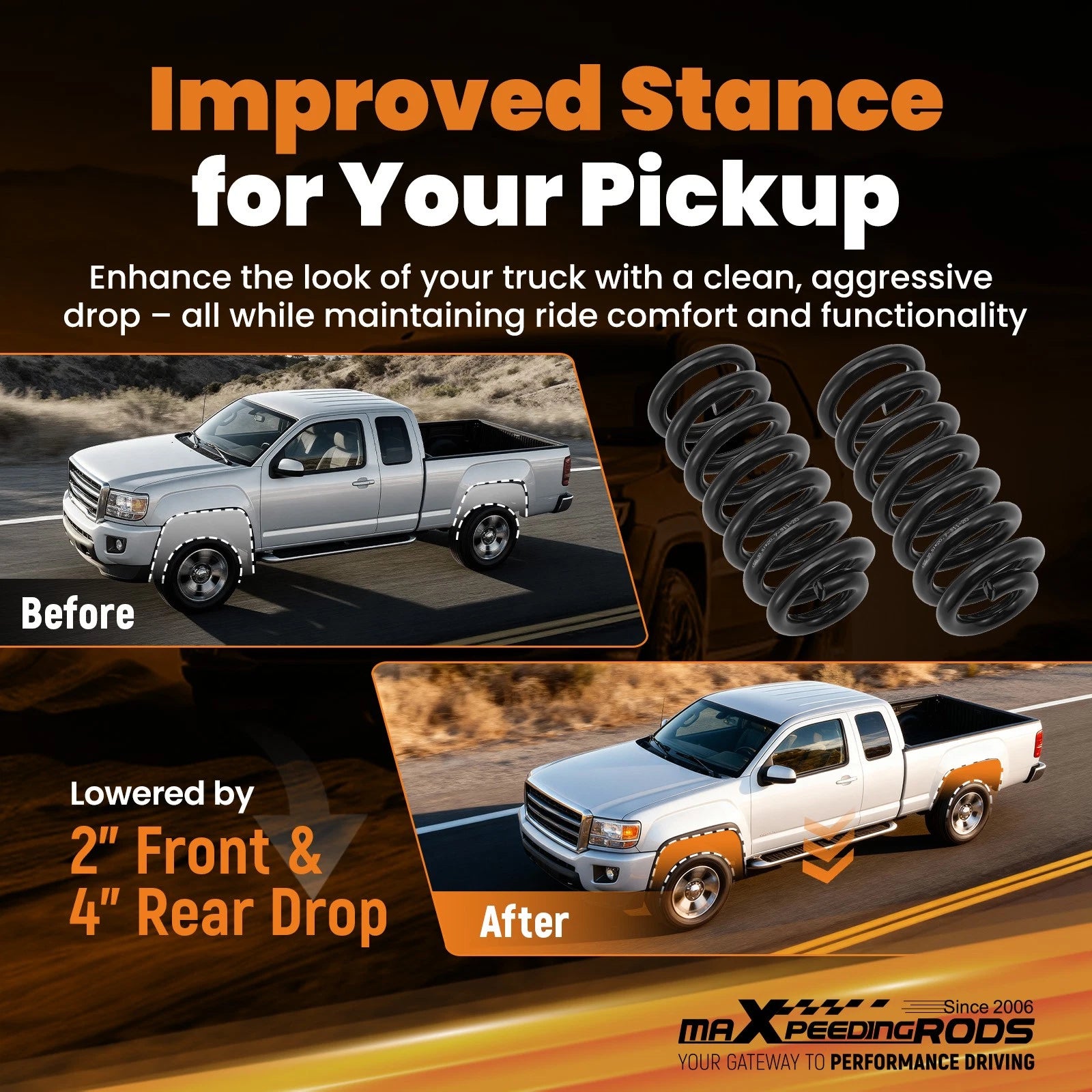 2" Front 4" Rear Drop Spring Kit for Chevrolet C10/GMC C15 (1973–1987)