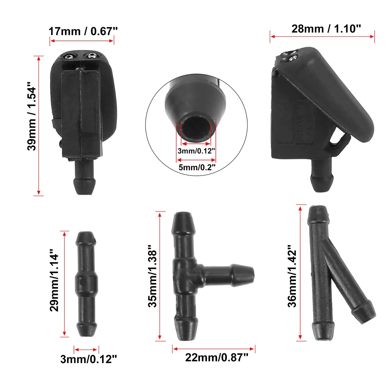 Windshield Washer Nozzles Set for Ford Fiesta (2001–2007)