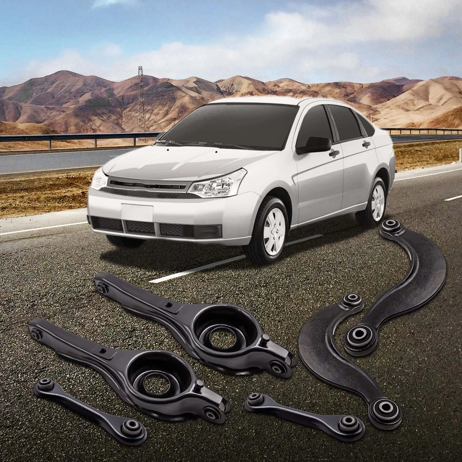 Set of 6 Rear Upper Lower Control Arms for Ford Focus (2000–2011)