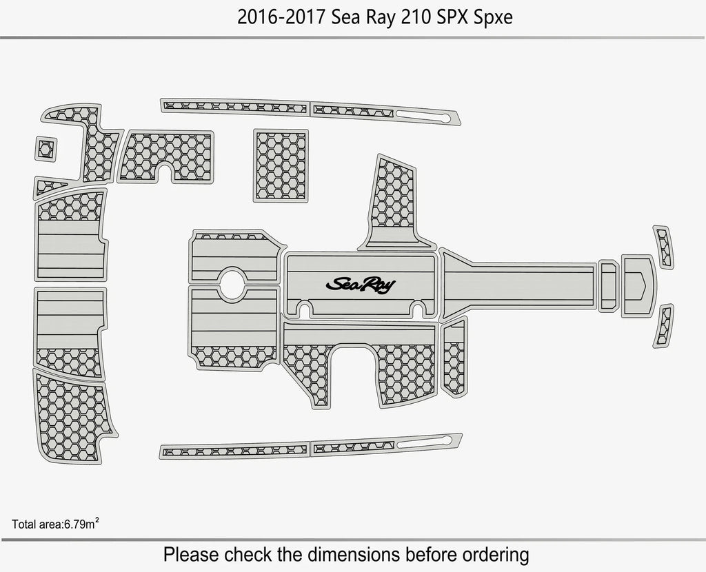 EVA Pad for Sea Ray 210 SPX SPXE (2016) - Teak Deck Foam Floor Mat