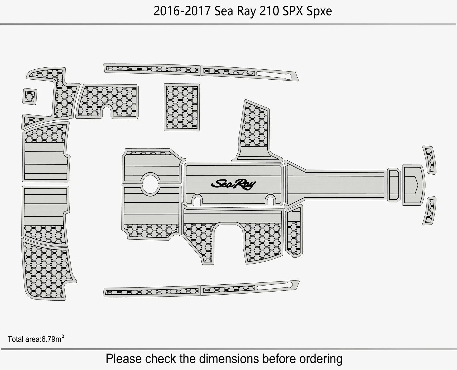EVA Pad for Sea Ray 210 SPX SPXE (2016) - Teak Deck Foam Floor Mat