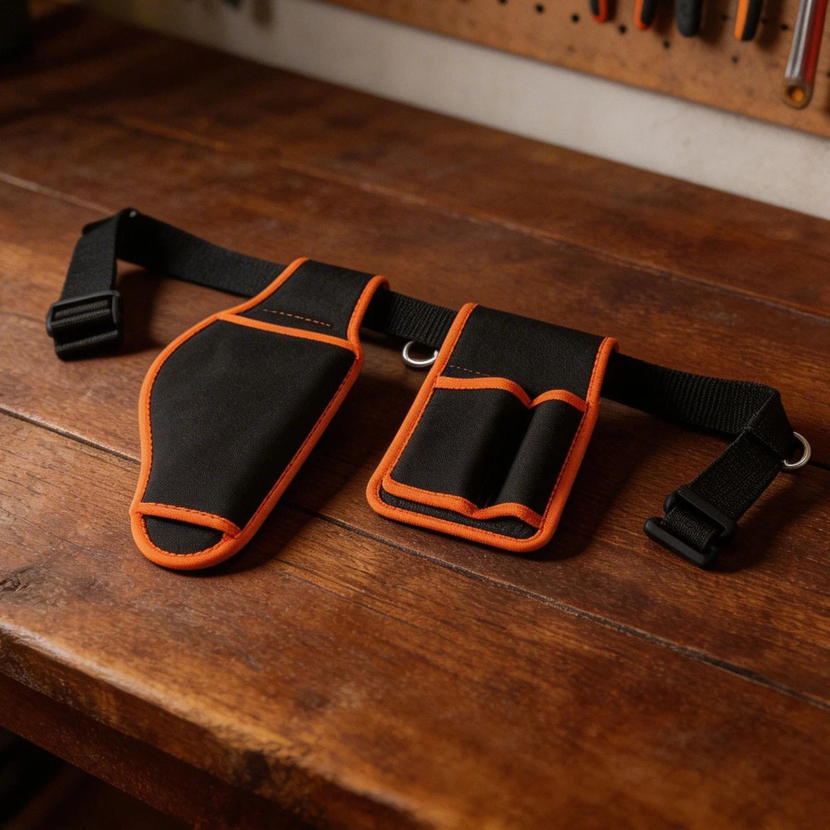 Sturdy construction site tool pouch with multiple slots for hand tools