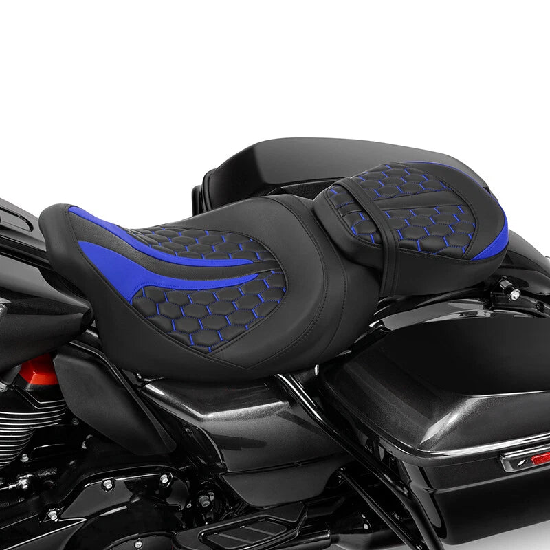 Seat Cushion Set for Harley Electra Glide (2009–2023) Black Blue