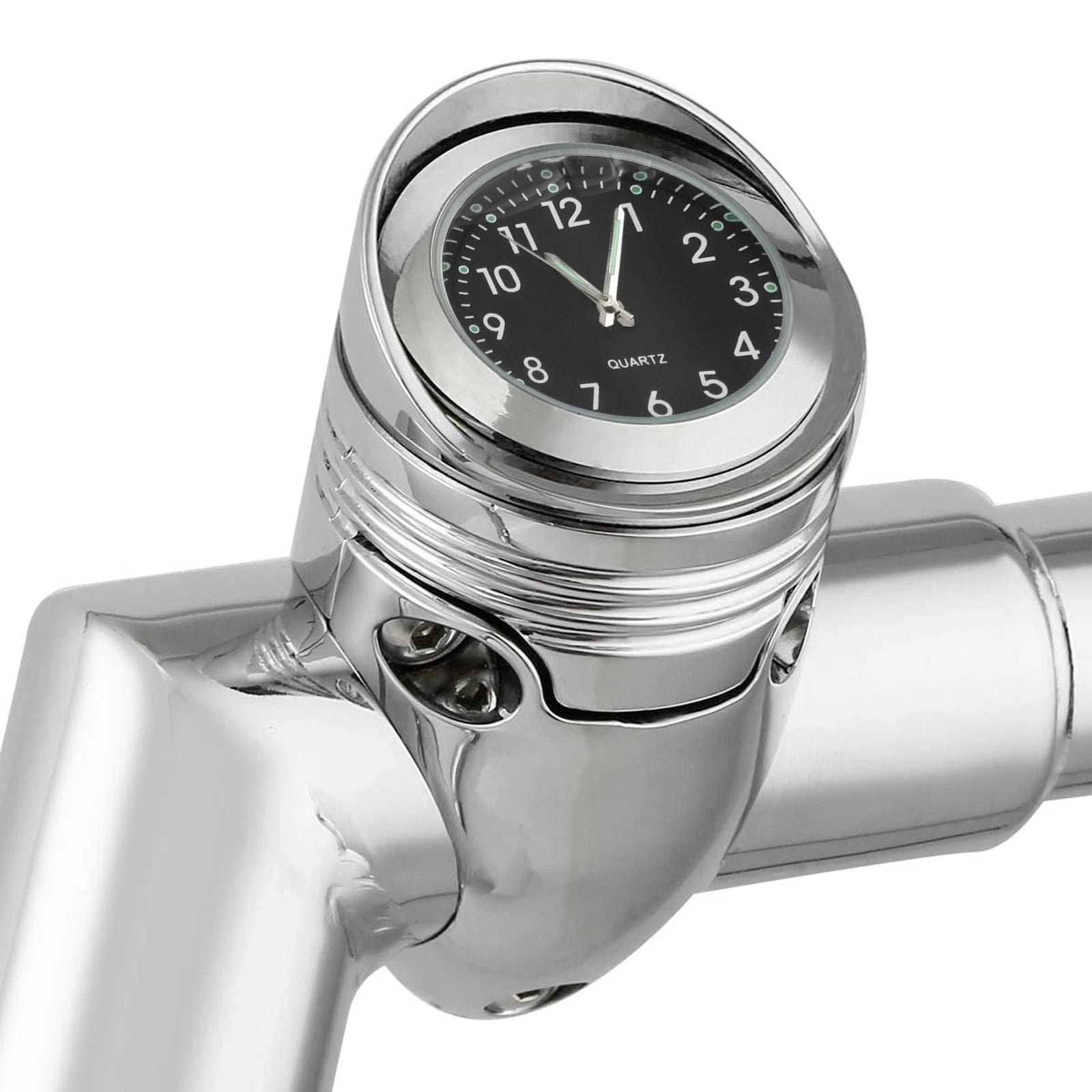 Chrome Handlebar Mount Clock for Harley Custom Motorcycle (1 1/4")