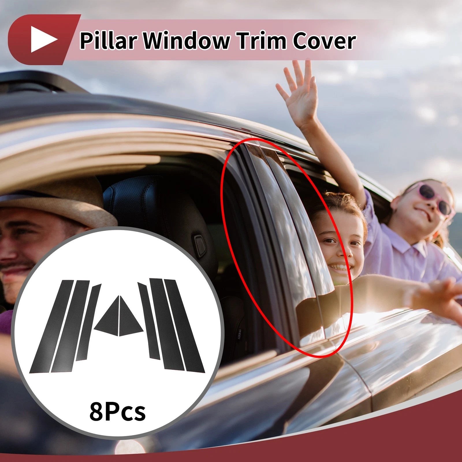 8 Pcs Door Pillar Window Trim Replacement for Mazda CX7 (2007–2012)