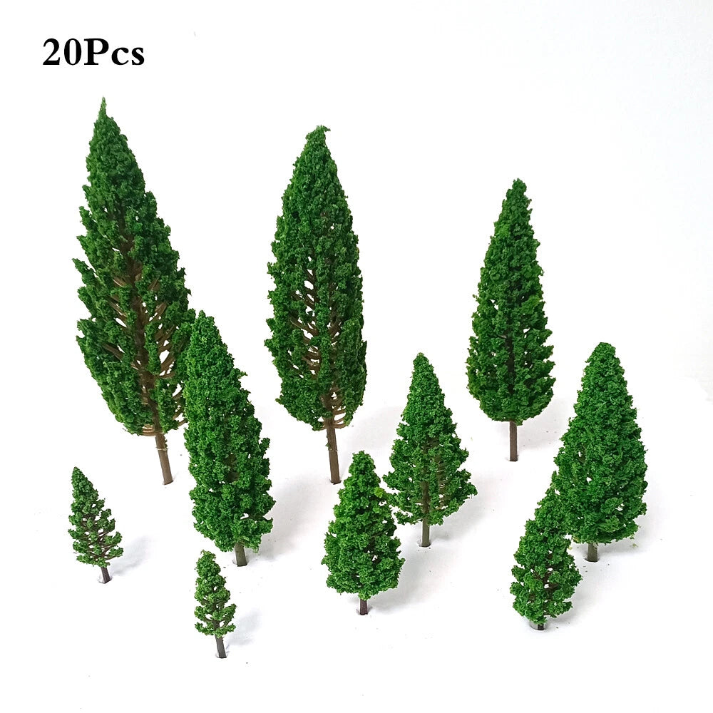 20pcs Model Trees for Train Railroad Park Scenery Miniature Decor