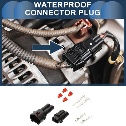 2 Pin Waterproof Connector Plug for Kawasaki Suzuki Motorcycle (1 Set) Black