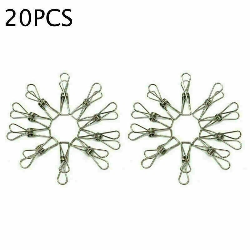 Set of 20 Metal Wire Clips for Clothes Pegs