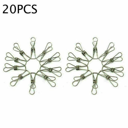 Set of 20 Metal Wire Clips for Clothes Pegs