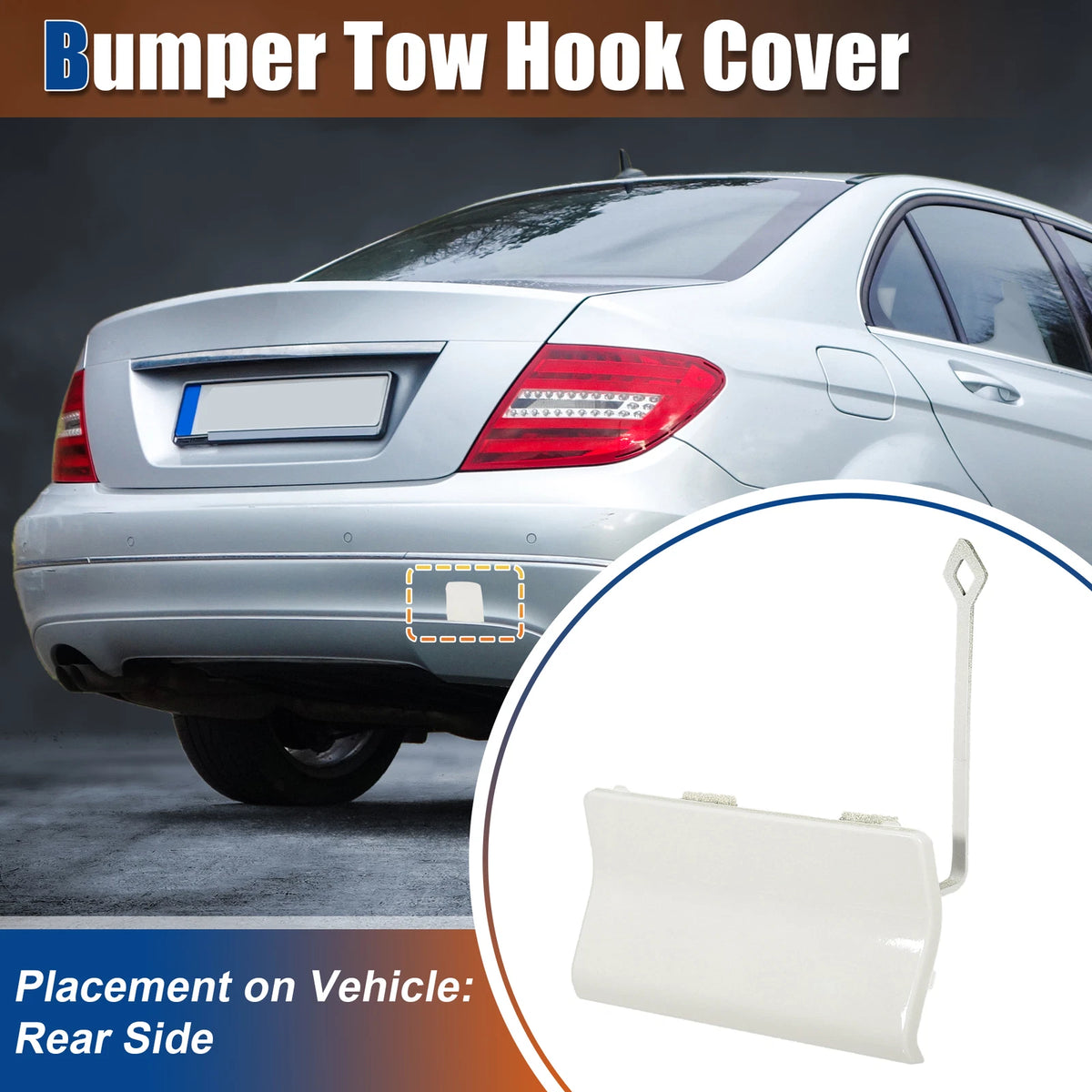 Rear Tow Hook Cover for Mercedes-Benz C-Class (2015–2021) No.A2048850226 White