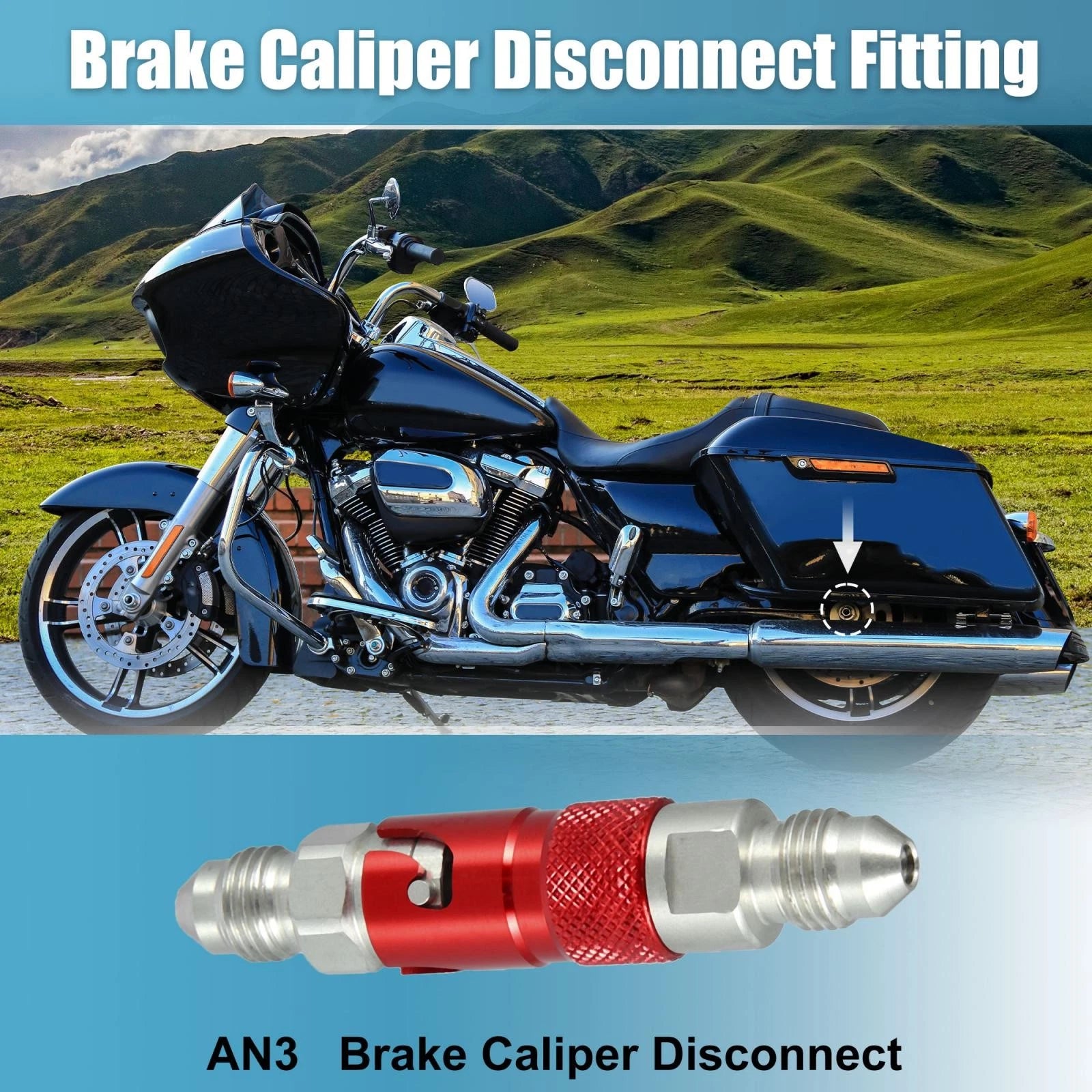 AN3 Quick Release Disconnect Dry Break Coupling Fitting for Brake Hose (Red)