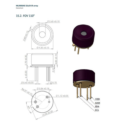 MLX90640 Sensor for Automotive Applications (3.3V, <23mA)