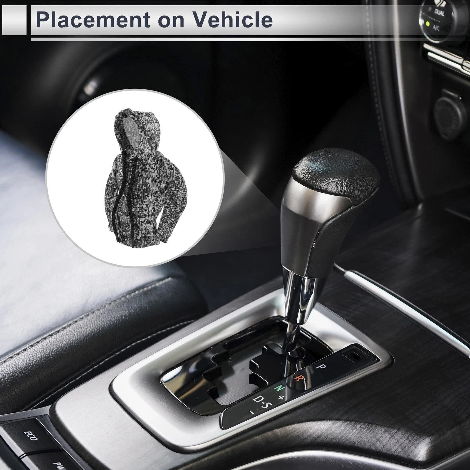 Gear Shift Knob Cover for Car (3D Printed, Grey, Vertical Lines)