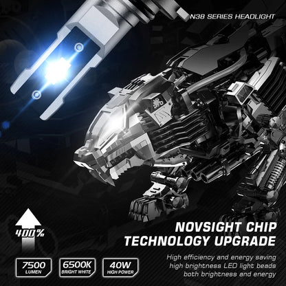 2X 9006 LED Headlight Bulbs Kit for NOVSIGHT (6500K, 80W, 15000LM)