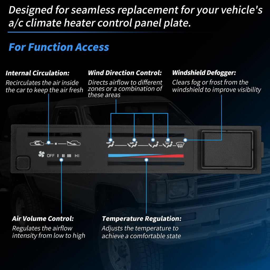 A/C Dash Climate Control Panel Plate for Toyota 4Runner Pickup (1984–1989)