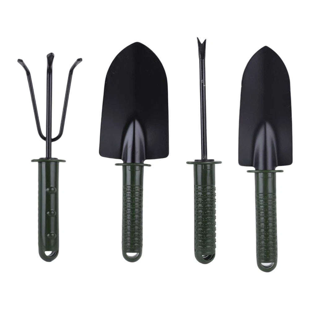 Set of 4 Mini Rubber Handle Garden Tools for Precise Plant Care