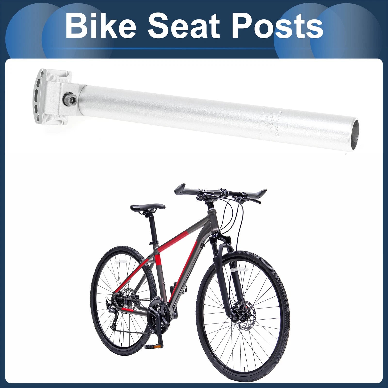 Seat Post 30.4x300mm Adjustable with Fixing Clip for Bike (Universal)