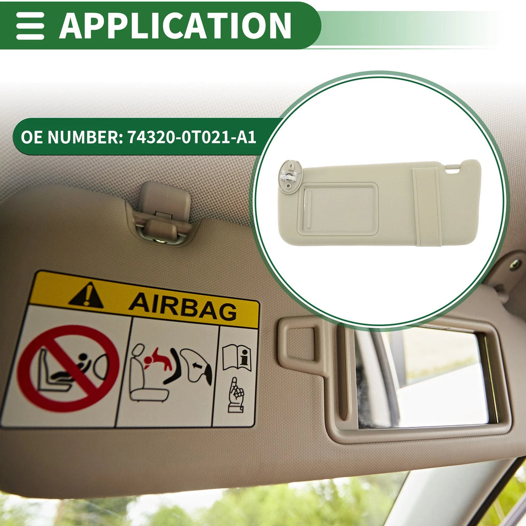 Left Sun Visor with Mirror for Toyota Venza 2009–2015
