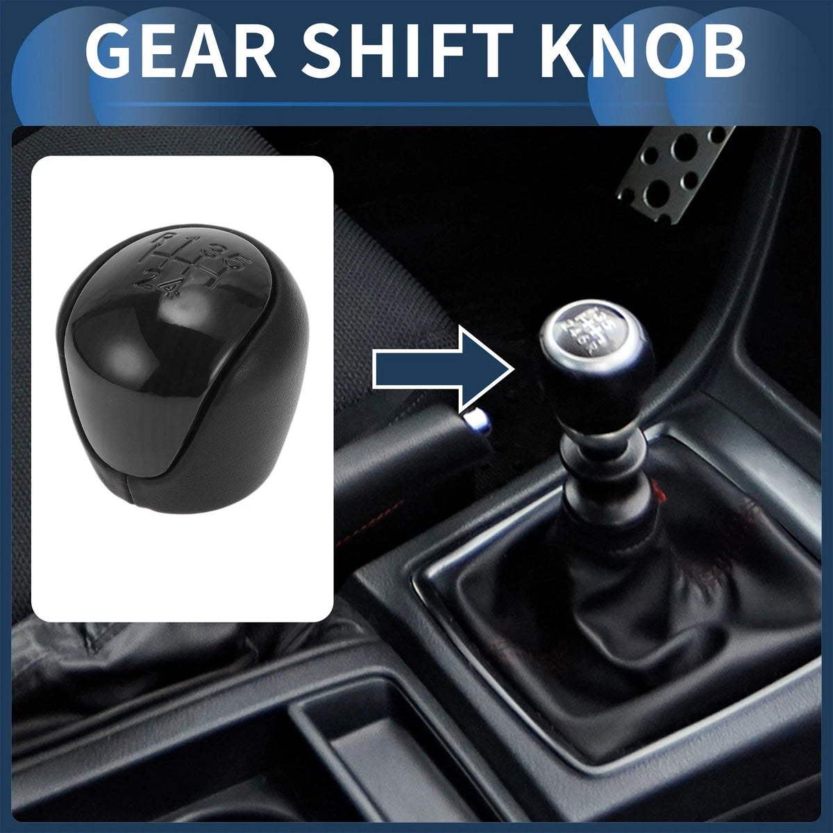 5 Speed Gear Shift Knob for Hyundai Elantra (2008–2009) Plastic Faux Leather