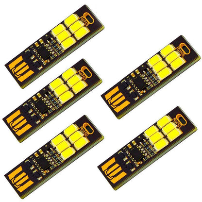 5Pcs 6-LED Portable Keychain Lamp with Touch Dimming (USB)