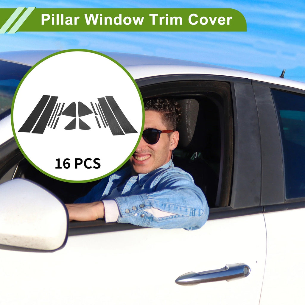 16 Pcs Pillar Window Trim Replacement for Chevy Cruze (2017–2021) Black